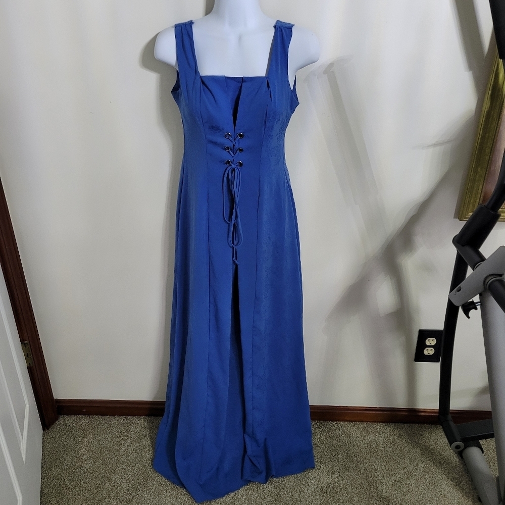 BCBGeneration Royal Blue Lace-Up Maxi Dress